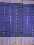 Uppada pattu saree royal blue color allover zari motifs & long kaddi border with rich pallu and contrast plain blouse