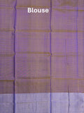 Uppada pattu saree royal blue color allover zari motifs & long kaddi border with rich pallu and contrast plain blouse