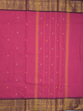 Kanchi cotton saree allover plain with kanchi border and attached self blouse