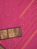Kanchi cotton saree allover plain with kanchi border and attached self blouse