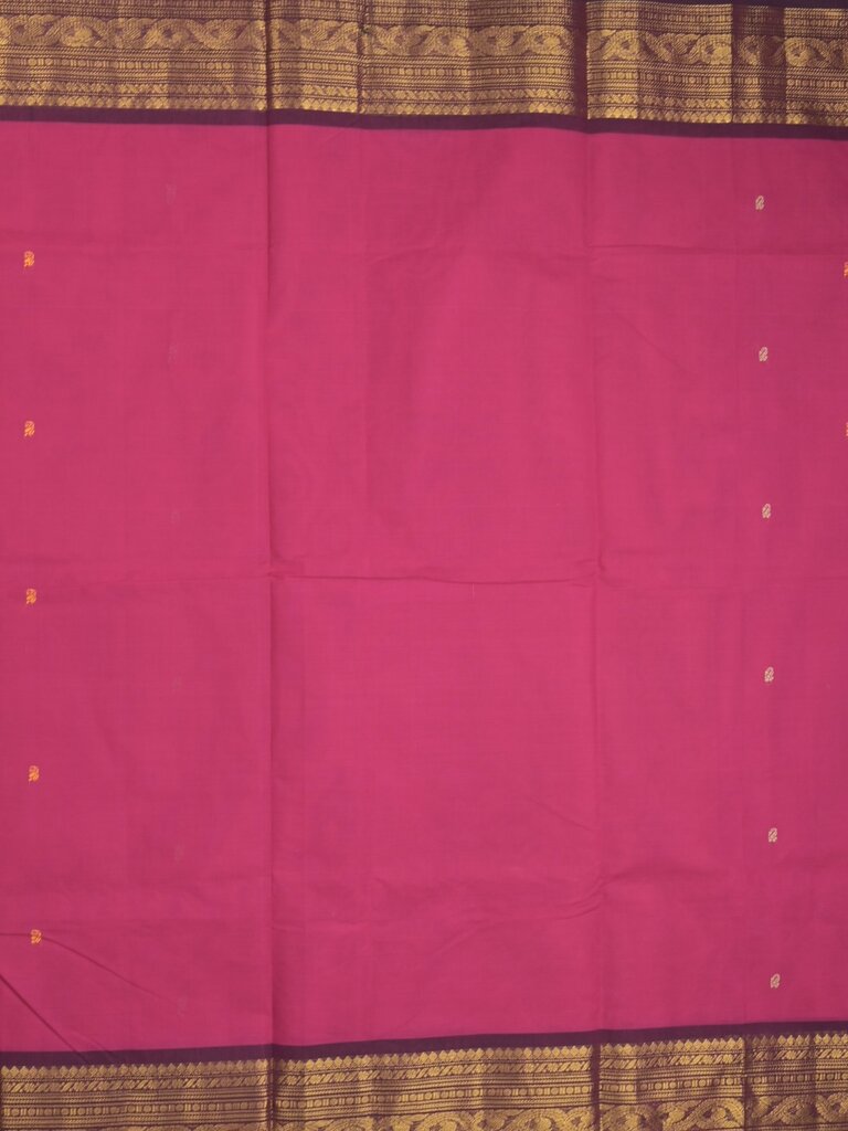 Kanchi cotton saree allover plain with kanchi border and attached self blouse