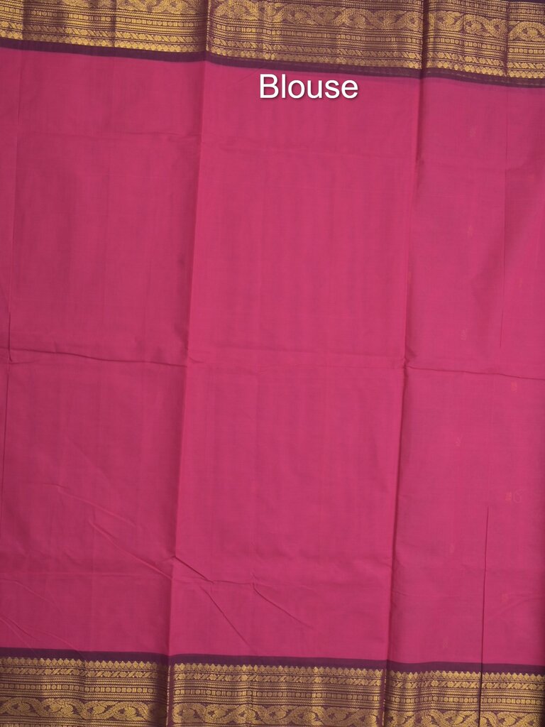 Kanchi cotton saree allover plain with kanchi border and attached self blouse