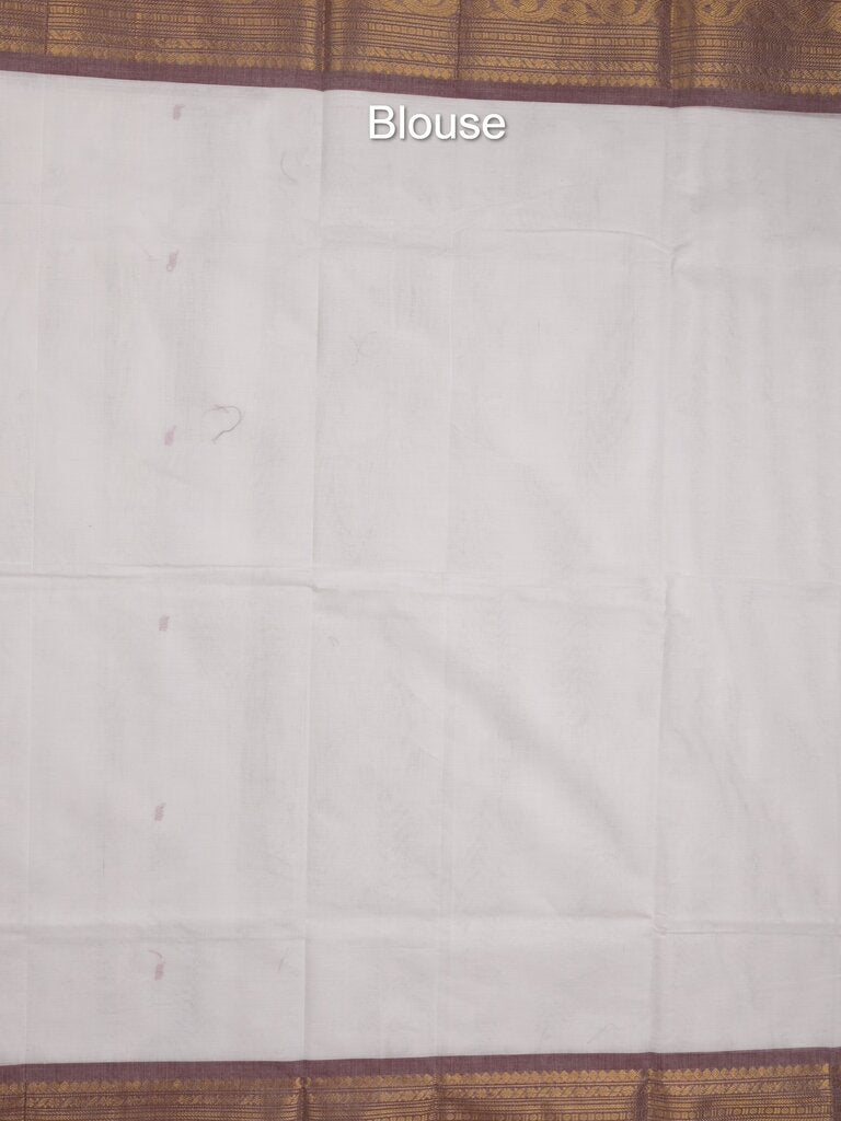 Kanchi cotton saree allover plain with kanchi border and attached self blouse