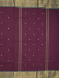 Kanchi cotton saree allover plain with kanchi border and attached self blouse