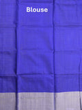 Uppada pattu saree blue color allover zari motifs & long kaddi border with rich pallu and contrast plain blouse