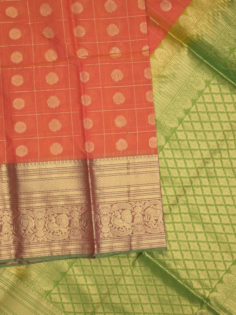 Seiko Raga zari-woven saree in orange color with zari border and rich pallu & contrast blouse