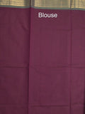 Kanchi cotton saree allover plain with kanchi border and attached self blouse