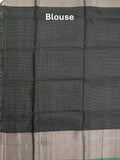 Uppada pattu saree grey color allover zari motifs & long kaddi border with rich pallu and contrast plain blouse
