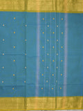 Kanchi cotton saree allover plain with kanchi border and attached self blouse