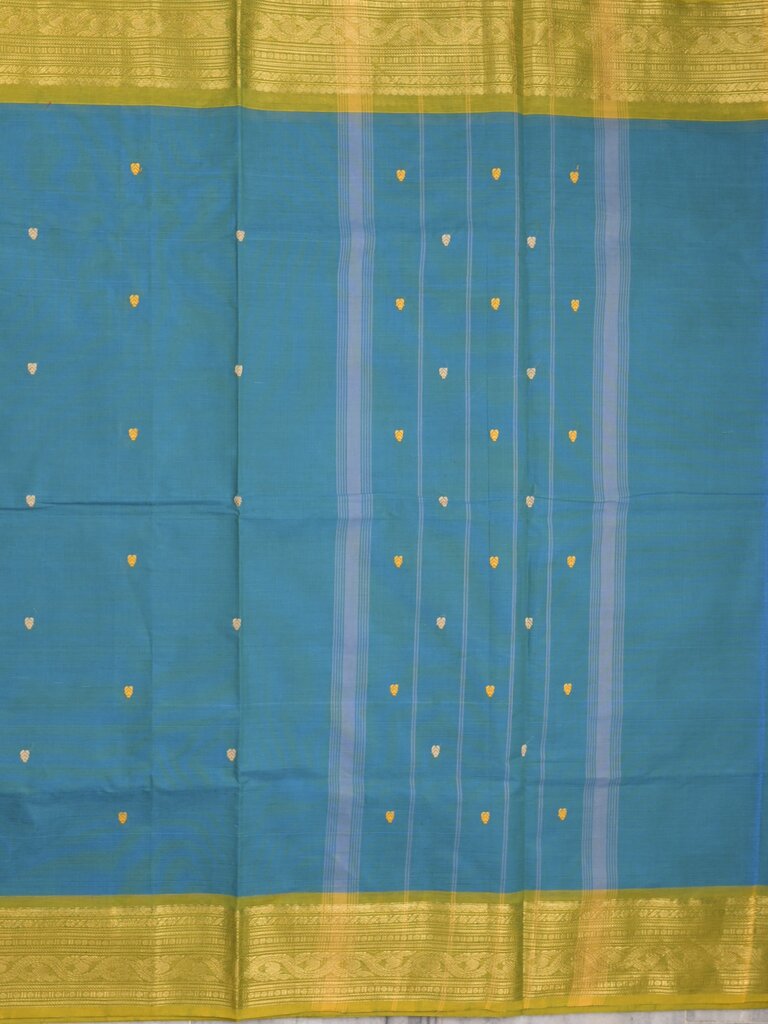 Kanchi cotton saree allover plain with kanchi border and attached self blouse