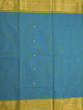 Kanchi cotton saree allover plain with kanchi border and attached self blouse