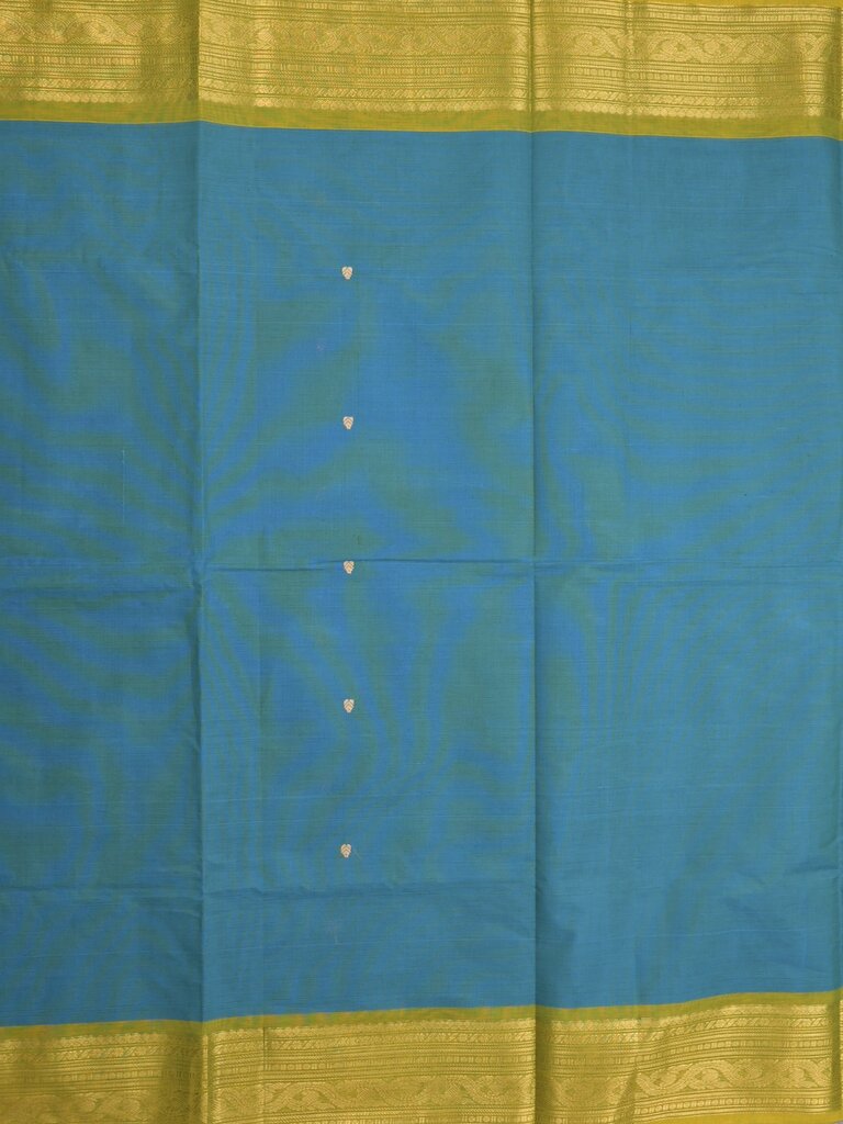 Kanchi cotton saree allover plain with kanchi border and attached self blouse