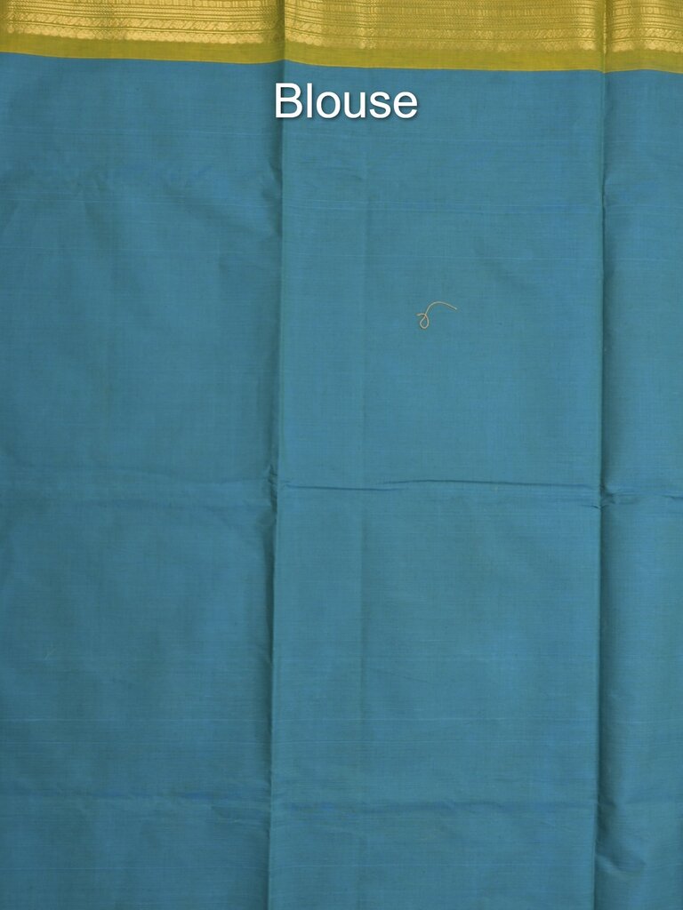 Kanchi cotton saree allover plain with kanchi border and attached self blouse