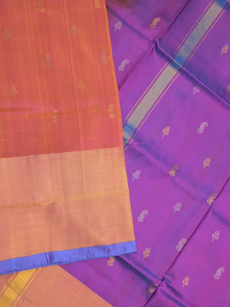 Uppada pattu saree light pink color allover zari motifs & long kaddi border with rich pallu and contrast plain blouse