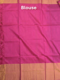 Uppada pattu saree greyish pink color allover zari motifs & long kaddi border with rich pallu and contrast plain blouse