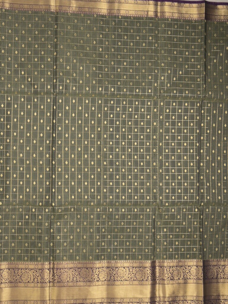 Seiko Raga zari-woven saree in dark green color with zari border and rich pallu & contrast blouse