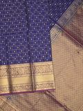 Seiko Raga zari-woven saree in navy blue color with zari border and rich pallu & contrast blouse
