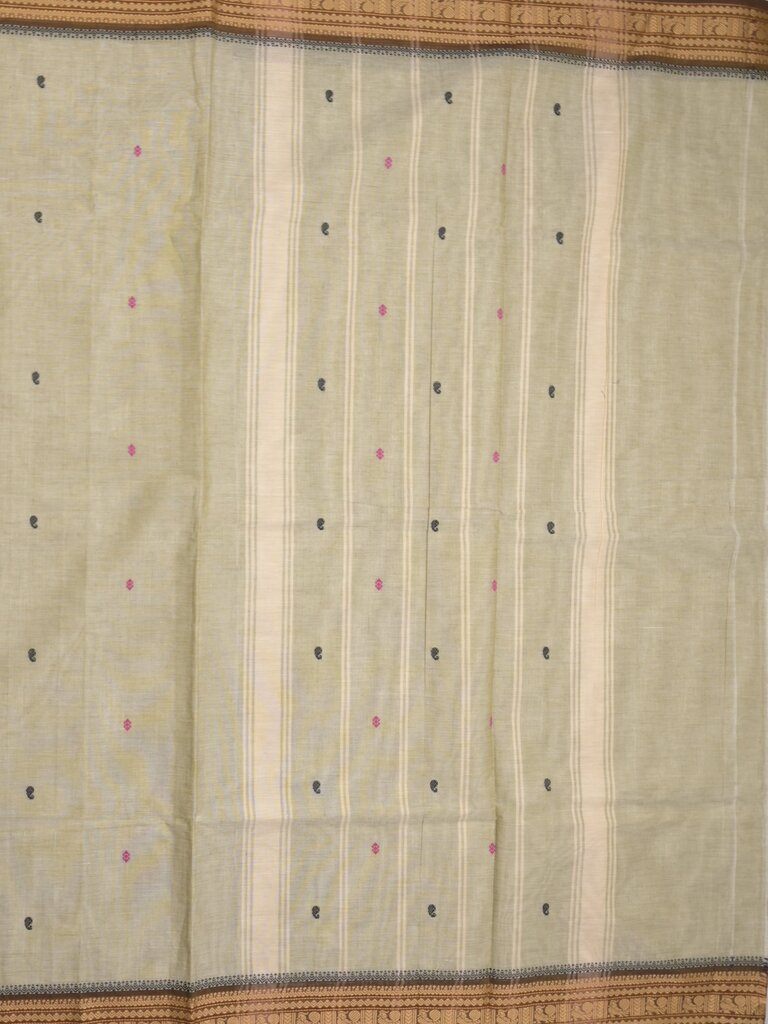 Kanchi cotton saree allover motifs with zari border with attached self blouse