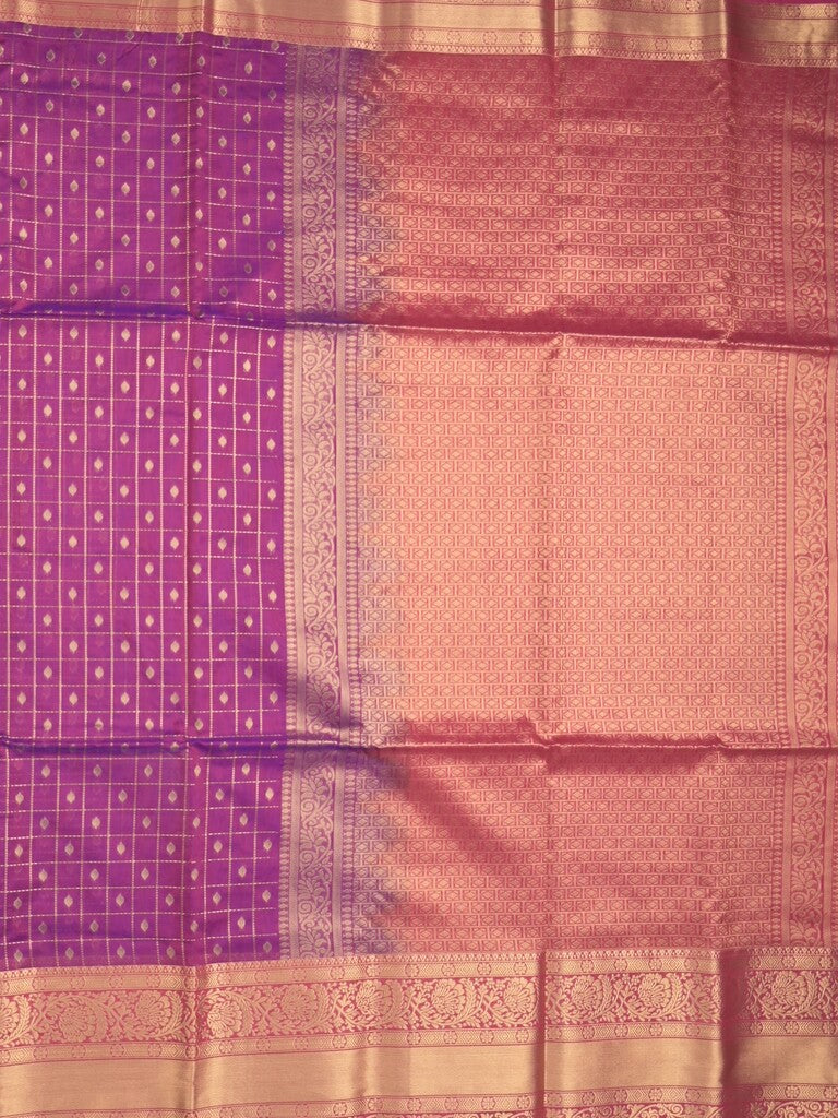 Seiko Raga zari-woven saree in purple color with zari border and rich pallu & contrast blouse