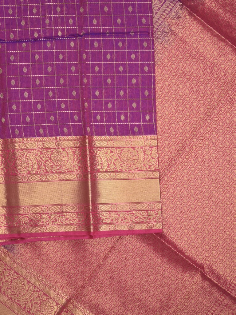 Seiko Raga zari-woven saree in purple color with zari border and rich pallu & contrast blouse