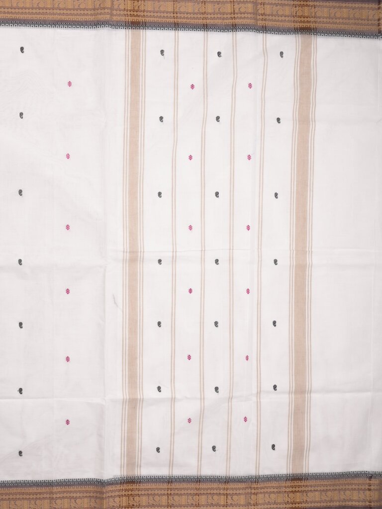 Kanchi cotton saree allover motifs with zari border with attached self blouse