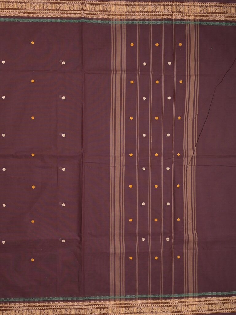 Kanchi cotton saree allover motifs with zari border with attached self blouse