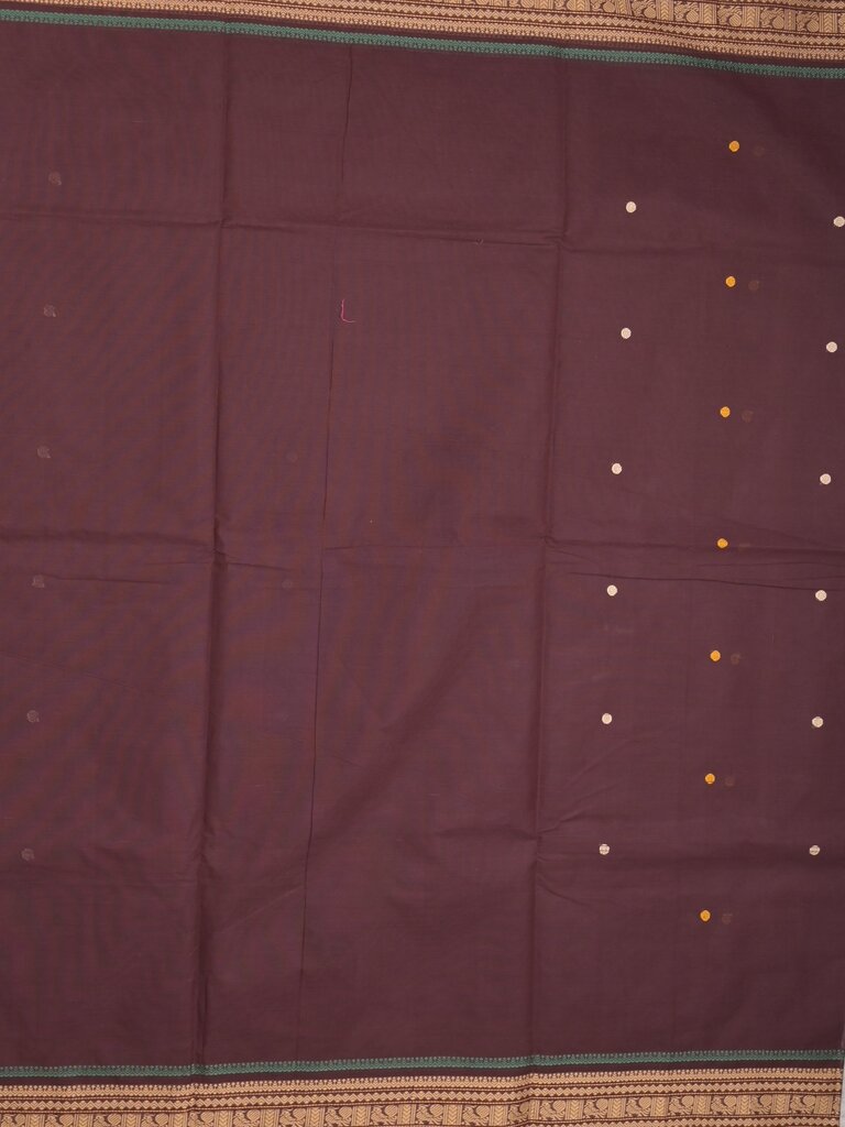 Kanchi cotton saree allover motifs with zari border with attached self blouse