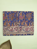 Kalamakari cotton saree royal blue color allover prints & printed border with printed pallu and contrast blouse