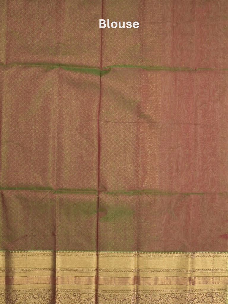 Seiko Raga zari-woven saree in red color with zari border and rich pallu & contrast blouse