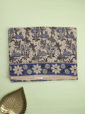 Kalamakari cotton saree half white color allover prints & printed border with printed pallu and contrast blouse