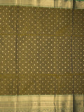Seiko Raga zari-woven saree in olive green color with zari border and rich pallu & contrast blouse