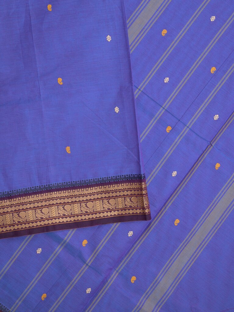 Kanchi cotton saree allover motifs with zari border with attached self blouse