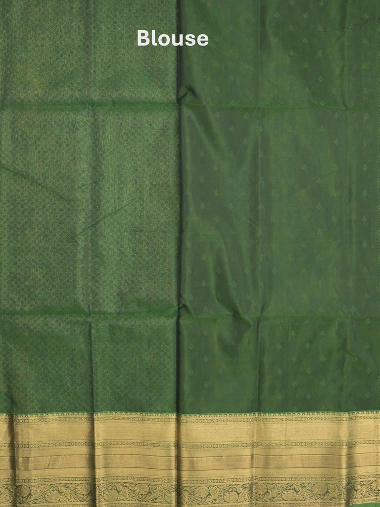 Seiko Raga zari-woven saree in olive green color with zari border and rich pallu & contrast blouse