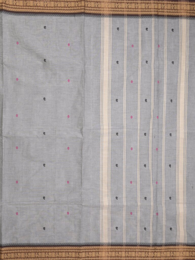 Kanchi cotton saree allover motifs with zari border with attached self blouse