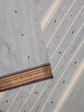 Kanchi cotton saree allover motifs with zari border with attached self blouse