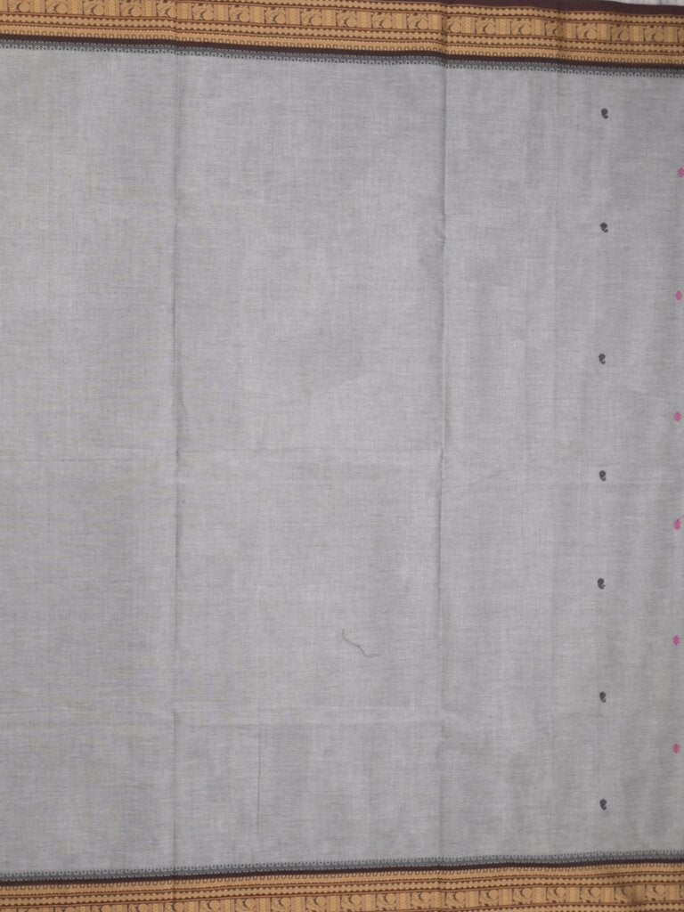 Kanchi cotton saree allover motifs with zari border with attached self blouse
