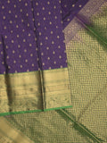 Seiko Raga zari-woven saree in navy blue color with zari border and rich pallu & contrast blouse