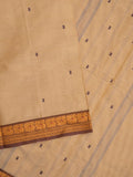 Kanchi cotton saree allover motifs with contrast border and attached self blouse