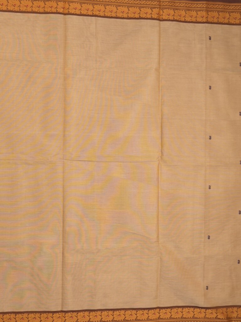 Kanchi cotton saree allover motifs with contrast border and attached self blouse
