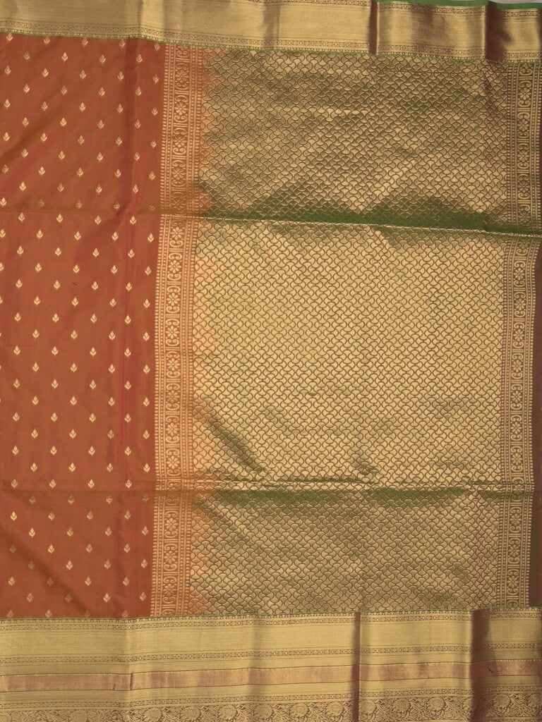 Seiko Raga zari-woven saree in brown color with zari border and rich pallu & contrast blouse