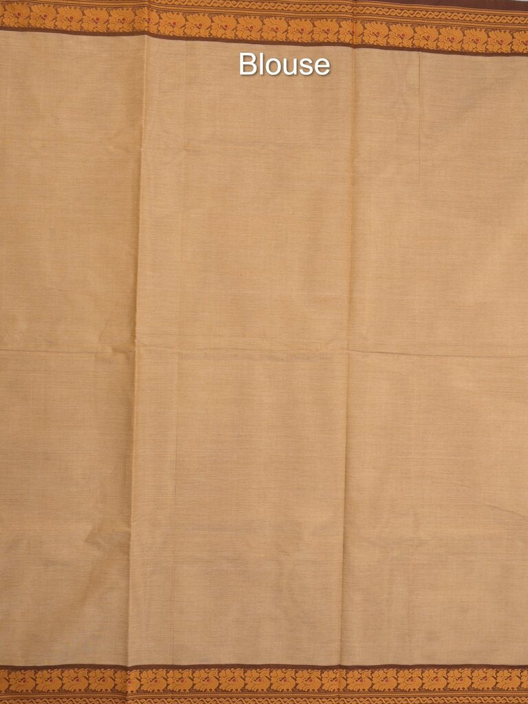 Kanchi cotton saree allover motifs with contrast border and attached self blouse