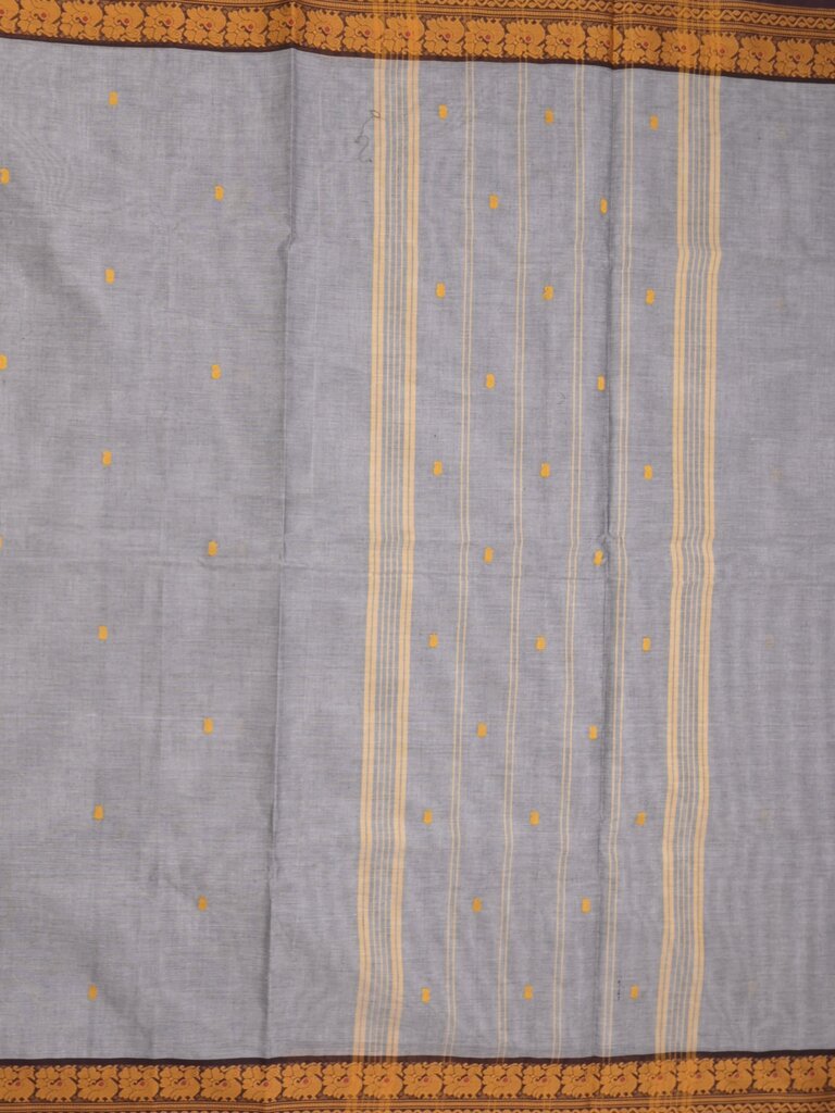 Kanchi cotton saree allover motifs with contrast border and attached self blouse