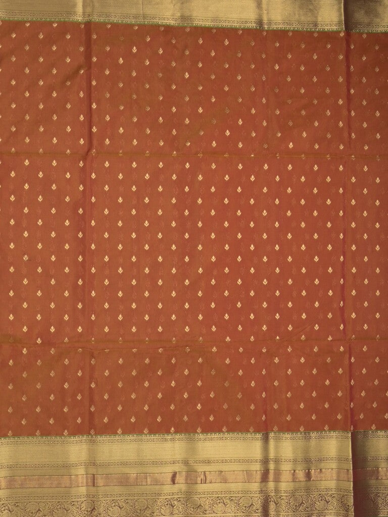 Seiko Raga zari-woven saree in brown color with zari border and rich pallu & contrast blouse