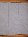 Kanchi cotton saree allover motifs with contrast border and attached self blouse