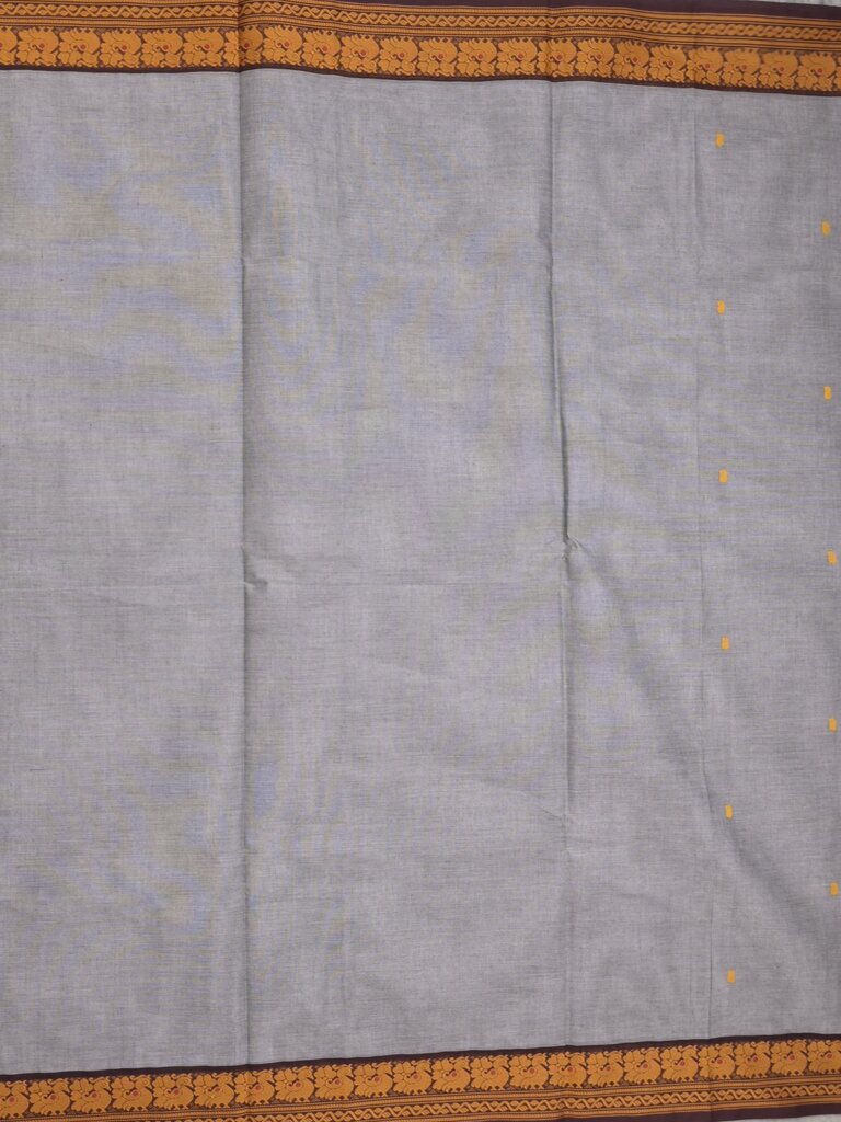 Kanchi cotton saree allover motifs with contrast border and attached self blouse