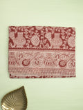 Kalamakari cotton saree red color allover prints & printed border with printed pallu and contrast blouse