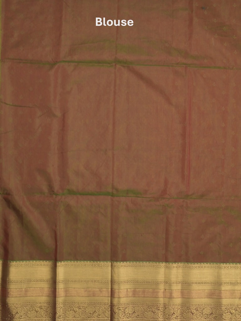 Seiko Raga zari-woven saree in brown color with zari border and rich pallu & contrast blouse