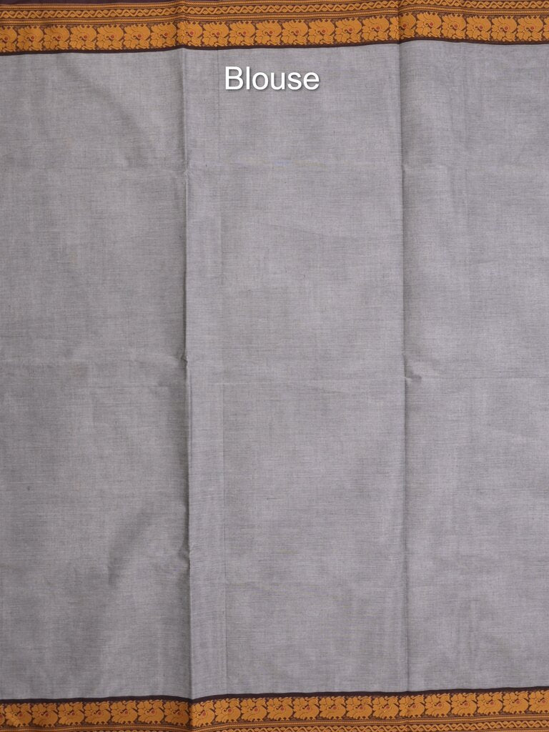Kanchi cotton saree allover motifs with contrast border and attached self blouse