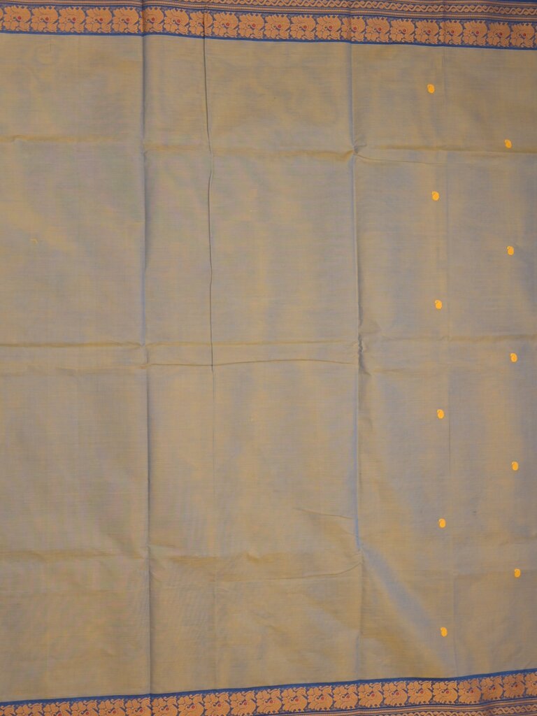 Kanchi cotton saree allover motifs with contrast border and attached self blouse