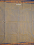 Kanchi cotton saree allover motifs with contrast border and attached self blouse
